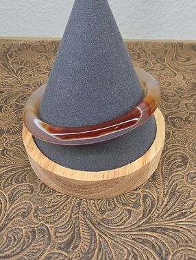 Vintage Amber Orange Multi Color Agate Natural Unique Bangle Bracelet